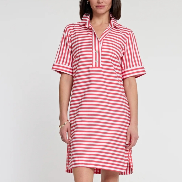 Elegant Pink Striped Mini Dress - Picture 1 of 9